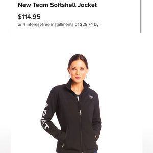 Ariat Women’s Medium New Team Soft Shell Jacket Black w/ white trim New With Tag